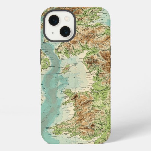 イギリス諸島のbathyorographical地図 iPhoneケース (裏面)