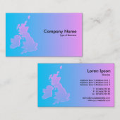 イギリス諸島シェードブルーからピンク 名刺 (正面/裏面)