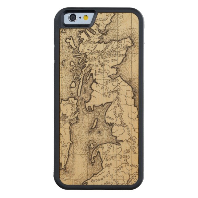 イギリス諸島 CarvedウッドiPhoneケース (裏面)