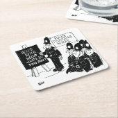 イギリス警官への贈り物 – 警察大学の漫画 スクエアペーパーコースター (アングル)