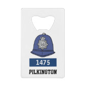 イギリス警察官ヘルメット - 番号と名前を追加 クレジットカード栓抜き (正面)