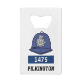 イギリス警察官ヘルメット - 番号と名前を追加 クレジットカード栓抜き (裏面)
