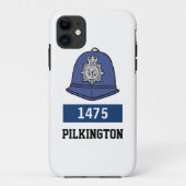 イギリス警察官ヘルメット - 番号と名前を追加 Case-Mate iPhoneケース (裏面)