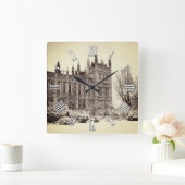 イギリス議会、Westminster in Winter、ロンドン スクエア壁時計 (ホーム)