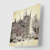 イギリス議会、Westminster in Winter、ロンドン スクエア壁時計 (傾斜)