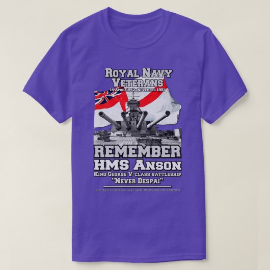 イギリス軍艦HMS ANSONを思い出す Tシャツ (デザイン正面)