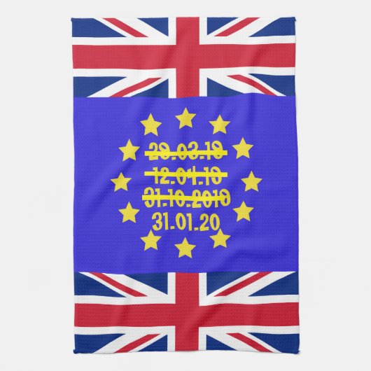 イギリス連合国旗EUの住民投票/Brexitトラッカー キッチンタオル (縦)