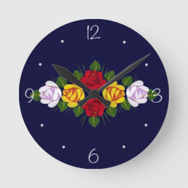 イギリス運河のバラ ラウンド壁時計