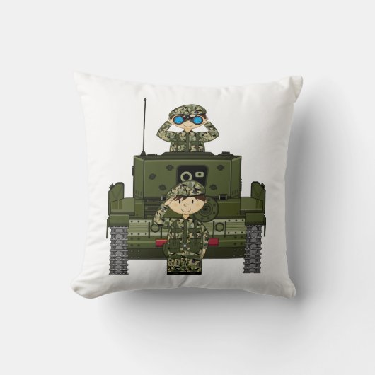 イギリス陸軍の兵士およびタンク枕 クッション (正面)