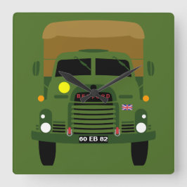 イギリス陸軍の退役軍人のトラックを個人化して下さい スクエア壁時計