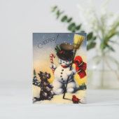 イギリス雪だるまとスコティ・ドッグことわざ「チアオ!」 シーズンポストカード (スタンド正面)