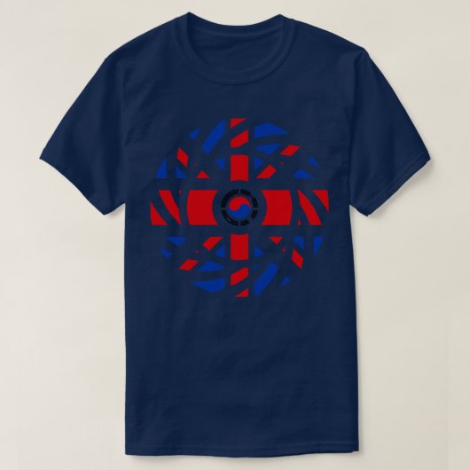 イギリス韓国多国籍愛国国旗 Tシャツ (デザイン正面)