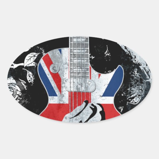 イギリス音楽ギターの生命 楕円形シール (正面)