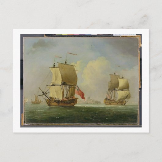 イギリス風のスループとフリゲート艦 ポストカード (正面)