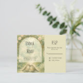 イギリス風ガーデン ピンクのバラの結婚式 出欠カード (スタンド正面)