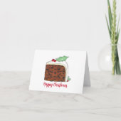 イギリス風ホームメイドクリスマスケーキの幸せなひと切れ シーズンカード (正面)