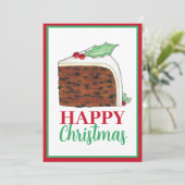 イギリス風ホームメイドクリスマスケーキの幸せなひと切れ シーズンカード (スタンド正面)