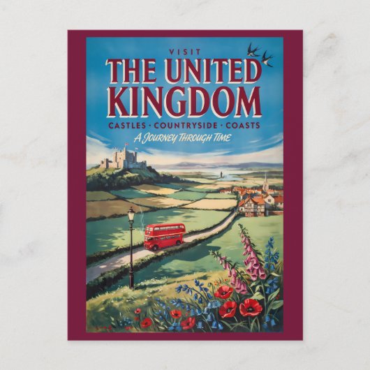 イギリス風景イラスト旅行アート ポストカード (正面)