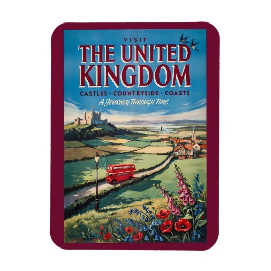 イギリス風景イラスト旅行アート マグネット (縦)
