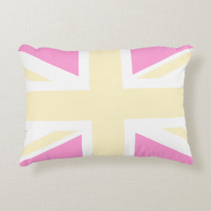 イギリス黄色い及びピンクの旗/英国国旗 アクセントクッション