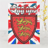 イギリス3のライオンの木の盾 カード (黄色い花)