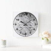 "イギリス5p硬貨"のデザインの柱時計 スクエア壁時計 (ホーム)