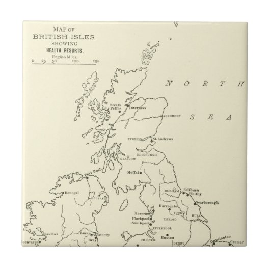 イギリス|の健康リゾートの地図 タイル (正面)