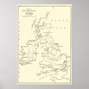 イギリス の健康リゾートの地図 ポスター