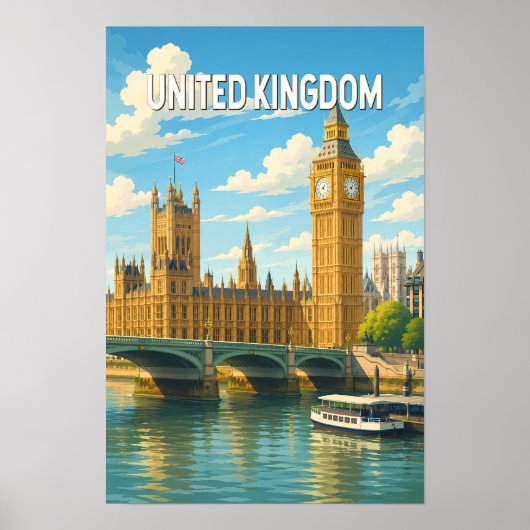 イギリス イラスト 旅行 アート ヴィンテージ ポスター (正面)