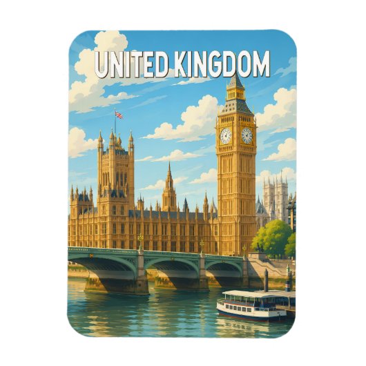 イギリス イラスト 旅行 アート ヴィンテージ マグネット (縦)