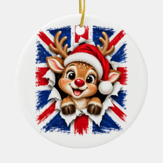 イギリス クリスマス トナカイ セラミックオーナメント