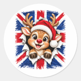 イギリス クリスマス トナカイ ラウンドシール