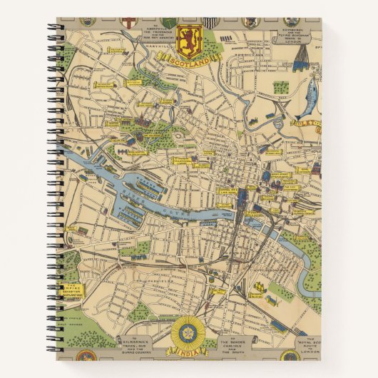イギリス・グラスゴーの地図 ノートブック (正面)