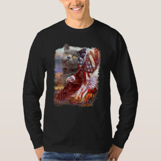 イギリス+ショートヘア+イーグル+アメリカ国旗+7月4日 Tシャツ