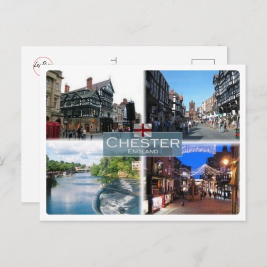 イギリス チェスター - イーストゲートストリート - チェスターウィアー オン ザ リバー ディー ポストカード (正面/裏面)