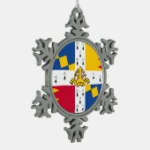 イギリス,バーミンガムの武器の国旗/旗 スノーフレークピューターオーナメント (左)