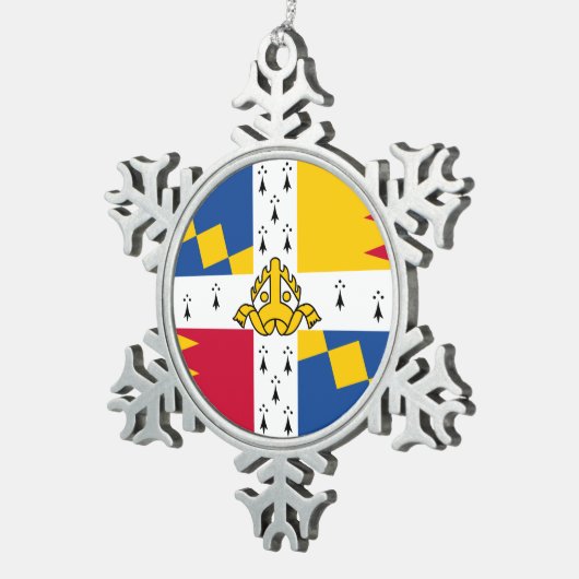 イギリス，バーミンガムの武器の国旗/旗 スノーフレークピューターオーナメント (右)