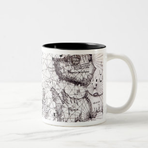 イギリス、フランスおよびスペイン1473年の地図 ツートーンマグカップ