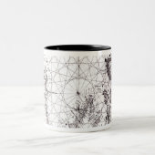 イギリス、フランスおよびスペイン1473年の地図 ツートーンマグカップ (中央)