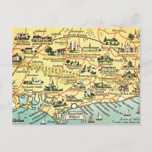 イギリス・ボグナー ヴィンテージ地図 マグカップ ポストカード (正面)