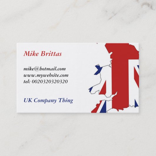 イギリス、マイクBrittas、mike@hotmail.comww..。 名刺 (正面)