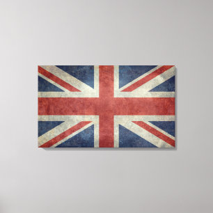 イギリス-レトロヴィンテージの英国国旗の旗 キャンバスプリント