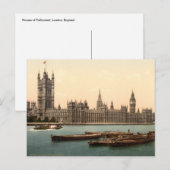 イギリス，ロンドンの国会議事堂 ポストカード (正面/裏面)