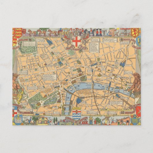 イギリス，ロンドンの子どもたちの地図 ポストカード (正面)