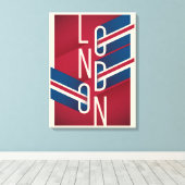 イギリス，ロンドン |レトロ図解入りの、写真付きのタイポグラフィ キャンバスプリント (インサイチュ (ウッドフロア))