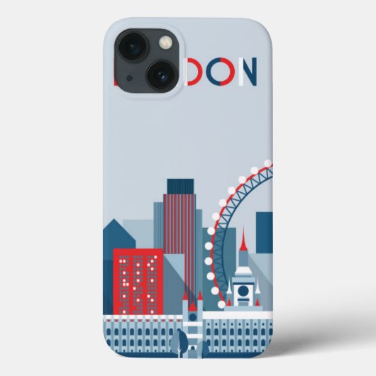 イギリス，ロンドン |赤、白、青のスカイライン Case-Mate iPhoneケース (裏面)