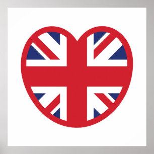 イギリス 国旗 ハート ポスター