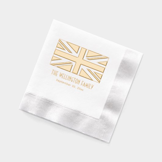 イギリス 国旗 ユニオンジャック 名前 日付 箔ナプキン (左)
