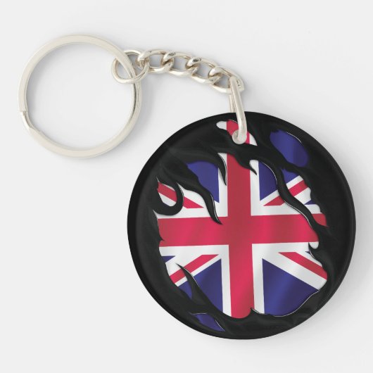イギリス 引き裂かれた国旗 キーホルダー (正面)