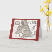 イギリス-挨拶状の旧式な地図 カード (黄色い花)